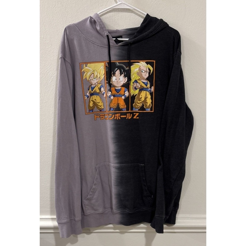 Dragon Ball Z Men's XL Hoodie‎ Sweatshirt Black Purple Pullover Fleece Anime